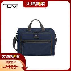 TUMI ALPHA男士公文包现代简约薄款商务手提电脑包 弹道尼龙海军蓝