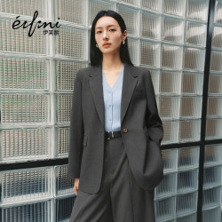 伊芙丽 学院风miu系正肩一粒扣西装外套女