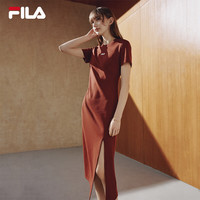 FILA斐乐 女子针织连衣裙 赤土红棕 M码