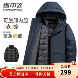 雪中飞 羽绒服男士可拆卸内胆保暖外套中老年爸爸装