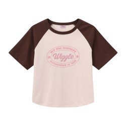 wiggle wiggle wigglewiggle2026夏季新款韩版印花logo撞色插肩短袖T恤女