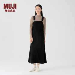 無印良品 MUJI 女式 灯芯绒 背带裙中长款连衣裙半身裙女秋款裙子美拉德BE10CC3A 黑色 S （155/62A）