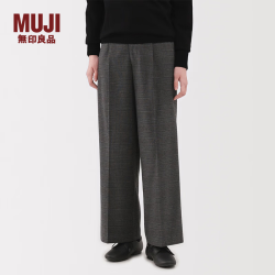無印良品 MUJI 女式 起毛 直筒裤 裤子女款长裤休闲裤女装25年冬季 BE1XRC5A 炭灰色图案 M (160/66A)