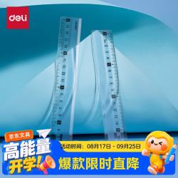得力 20cm蓝色防滑直尺