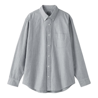 MUJI 無印良品 AC4AAC6S 水洗牛津布 深藏青色条纹 S 男士衬衫