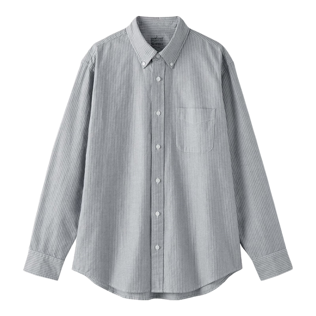 無印良品 MUJI AC4AAC6S 水洗牛津布 深藏青色条纹 S 男士衬衫