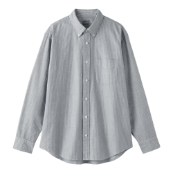 無印良品 MUJI AC4AAC6S 水洗牛津布 深藏青色条纹 S 男士衬衫