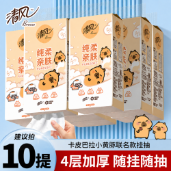 清风 悬挂式抽纸卡皮巴拉面巾纸4层挂抽250抽卫生纸纸抽开学季必囤