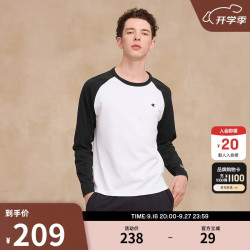 Champion 冠军长袖T恤男26春季插肩袖打底衫女 黑色（小Clogo）   M