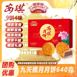 安琪 九天揽月月饼礼盒 广式蛋黄白莲蓉 640g