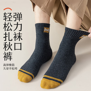 猫人 加绒加厚毛圈 黑色+深灰+深咖+浅灰+卡其 5双装 男袜