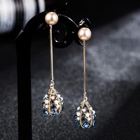 CAROMAY 卡洛美 S925银针巴洛克水滴流苏耳环 宝蓝色