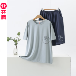 芬腾 FX27921168 纯棉凉感 灰兰 L 男士家居服套装