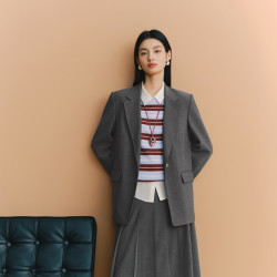 伊芙丽 学院风miu系精致通勤正肩西装外套女