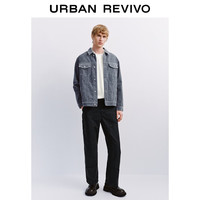 URBAN REVIVO UMM850090 复古肌理感双口袋排扣牛仔外套 深灰蓝 XS