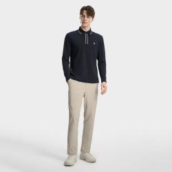 FILA 男装运动Polo衫男士时尚简约基础微弹针织长袖衫