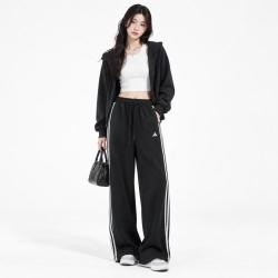 adidas 秋冬季休闲运动日常女子可调节裤口运动裤直筒裤长裤