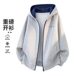 马克华菲 秋季撞色开衫卫衣男女潮流宽松情侣休闲百搭连帽外套