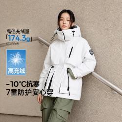 森马 冬季中长款防护羽绒服女收腰保暖工装风户外厚外套