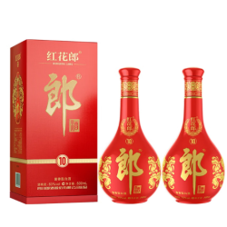 郎酒 红花郎 酱香型白酒  53度 500mL 2瓶 红十