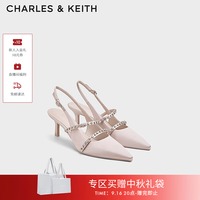 CHARLES & KEITH CHARLES&KEITH亮钻一字带尖头包头复古高跟凉鞋婚鞋子女鞋生日礼物CK1-61720199 粉红色Pink 37