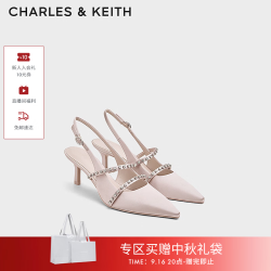 CHARLES & KEITH CHARLES&KEITH亮钻一字带尖头包头复古高跟凉鞋婚鞋子女鞋生日礼物CK1-61720199 粉红色Pink 37