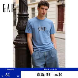 Gap 男女装2025春季纯棉字母logo短袖T恤常规上衣美版570044 深蓝色 XS 美码 S亚洲码175/88A