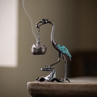 快勤 仙鹤莲花香插香炉摆件