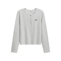 Gap 盖璞 女装 Logo刺绣亨利领针织衫 浅灰白 L
