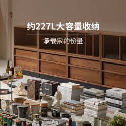续写 家具黑胡桃木组合柜实木一体多功能客厅模块收纳储物电视柜