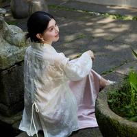 三彩 2026秋季新款新中式绣花衬衫莱赛尔小衫高级感C