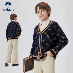 navigare 儿童毛衣开衫外套儿童针织衫
