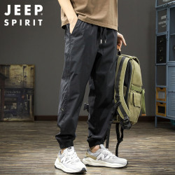 JEEP SPIRIT 吉普休闲裤男春夏季潮流工装裤子哈伦冲锋束脚裤 黑色 XL