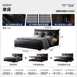 帕沙曼 真皮床主卧高端大气软包床1米8双人床意式极简储物床箱体床