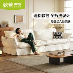 狄普 政府补贴狄普忘忧布艺沙发可拆洗奶油风小户型法式客厅直排雪尼尔