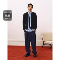 GXG 春季GXG男装黑红撞色V领开衫通勤外套针织衫休闲毛衣男