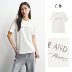 太平鸟 亚麻混纺正肩短袖T恤26春夏新款女士字母印花休闲上衣多搭