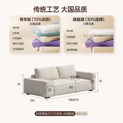 浪度家居 浪度棉麻磨砂布艺新款豆腐块沙发可全拆洗客厅小户型直排意式极简