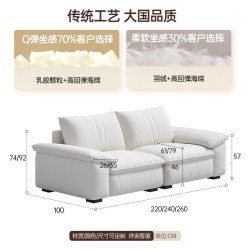 浪度家居 浪度布朗尼布艺沙发棉麻客厅小户型豆腐块新款奶油风白色可全拆洗