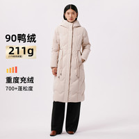 千仞岗 女士过膝长款加厚保暖羽绒服 杏仁米 M(165)