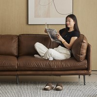 EVITAHOME 轻奢意式极简真皮沙发家用小户型客厅家具现代简约可拆分三人沙发