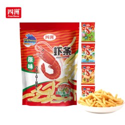 四洲 虾条原味超大包非油炸零食办公室小吃膨化休闲食品12gX18小包