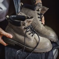 马登 真皮中帮马丁靴 棕色 42码 男靴