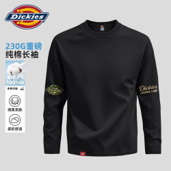 Dickies 男士纯棉长袖春秋打底衫230G重磅厚实面料潮流宽松圆领休闲男上衣