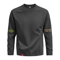 Dickies 男士纯棉长袖T恤 230G重磅 圆领宽松 黑色 L