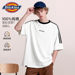 Dickies 美式复古纯棉短袖T恤男2026夏季新款撞色插肩半袖衫宽松百搭上衣