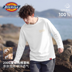 Dickies 纯棉长袖t恤男2026新款230G重磅圆领男士打底衫休闲男款上衣