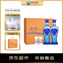洋河 海之蓝 绵柔型白酒 42度 480ml*2 礼盒装 年份随机