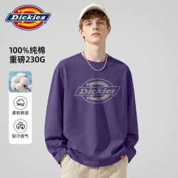 Dickies 重磅潮牌长袖男t恤2026秋季纯棉宽松美式圆领上衣青年休闲打底衫