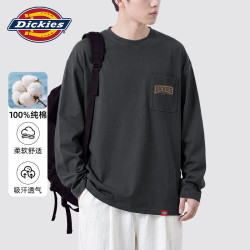 Dickies 纯棉长袖t恤男2026秋季新款宽松落肩潮流可外穿打底衫休闲上衣男